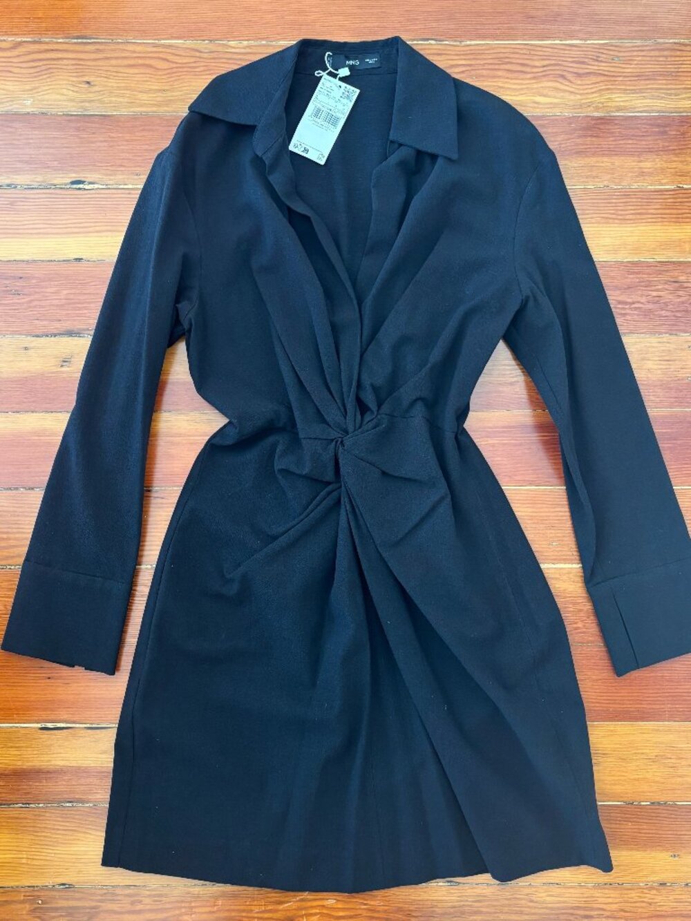 NWT Minimalist CBK Linen Blend Long Sleeve Mini Shirt Dress Mango MEDIUM